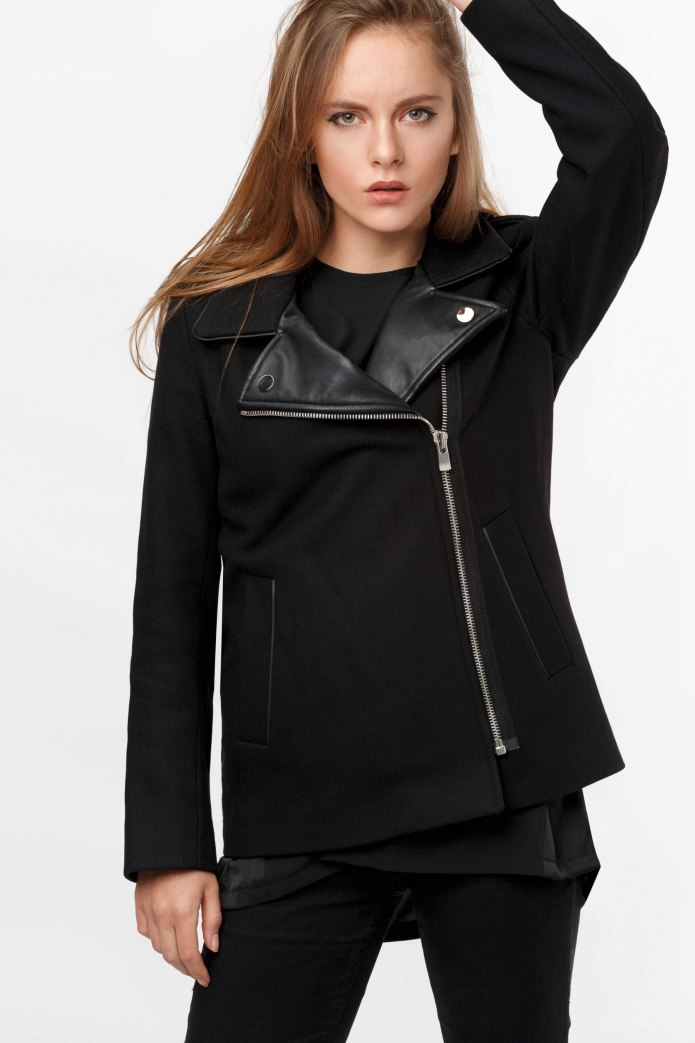 Zara пальто косуха черное