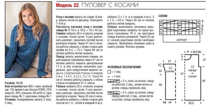 Женские свитера спицами косами на круговых спицах