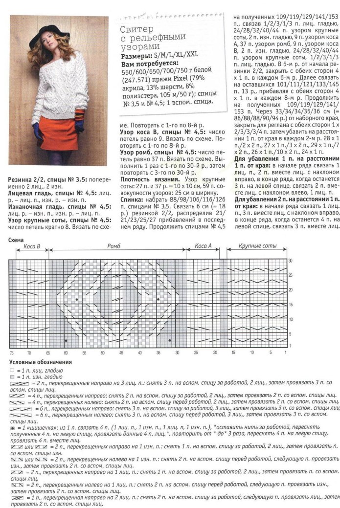 Вязаный белый джемпер женский спицами схемы