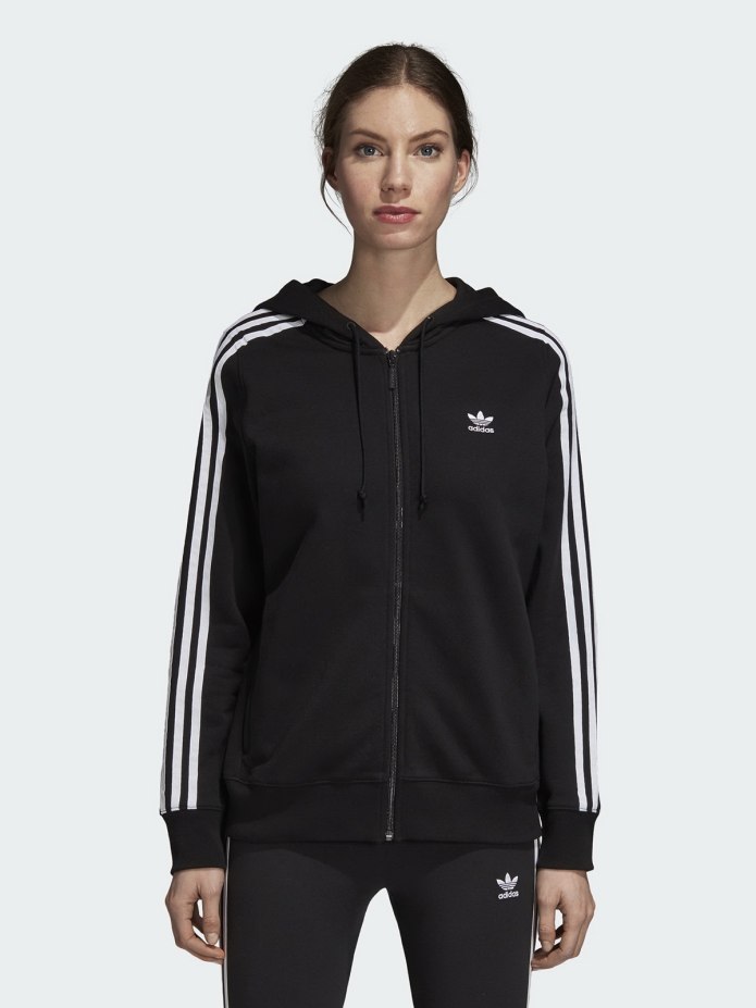 Худи adidas 3-Stripes zip женская черная