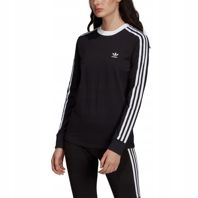 Адидас лонгслив 3-Stripes черный женский