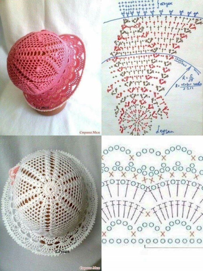 Ажурная шляпка крючком для девочки