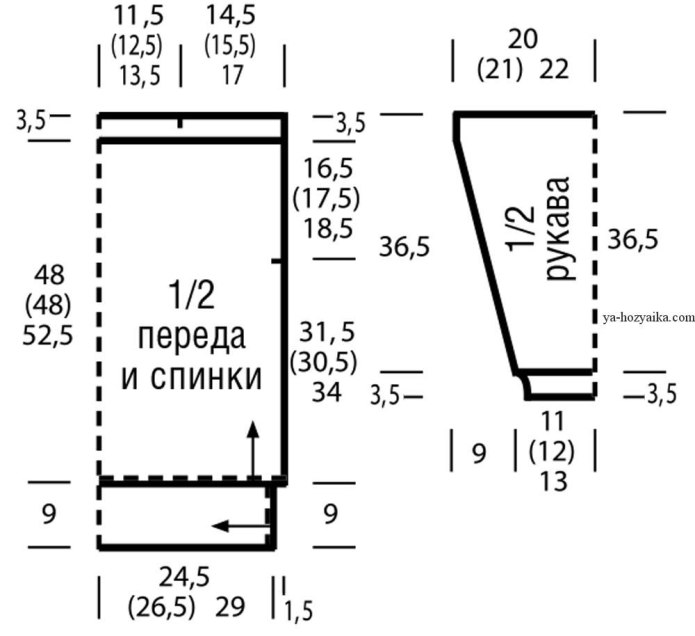 Джемпер спицами выкройка