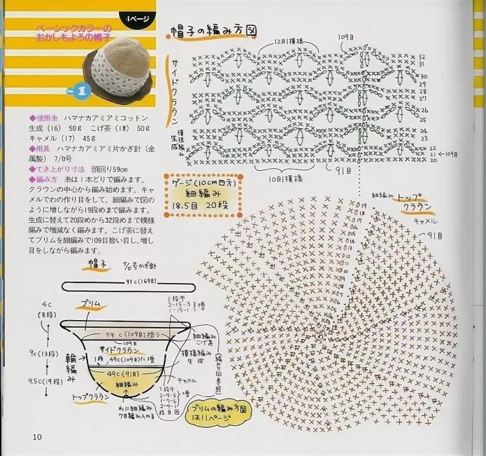 Схема шляпа капор крючком