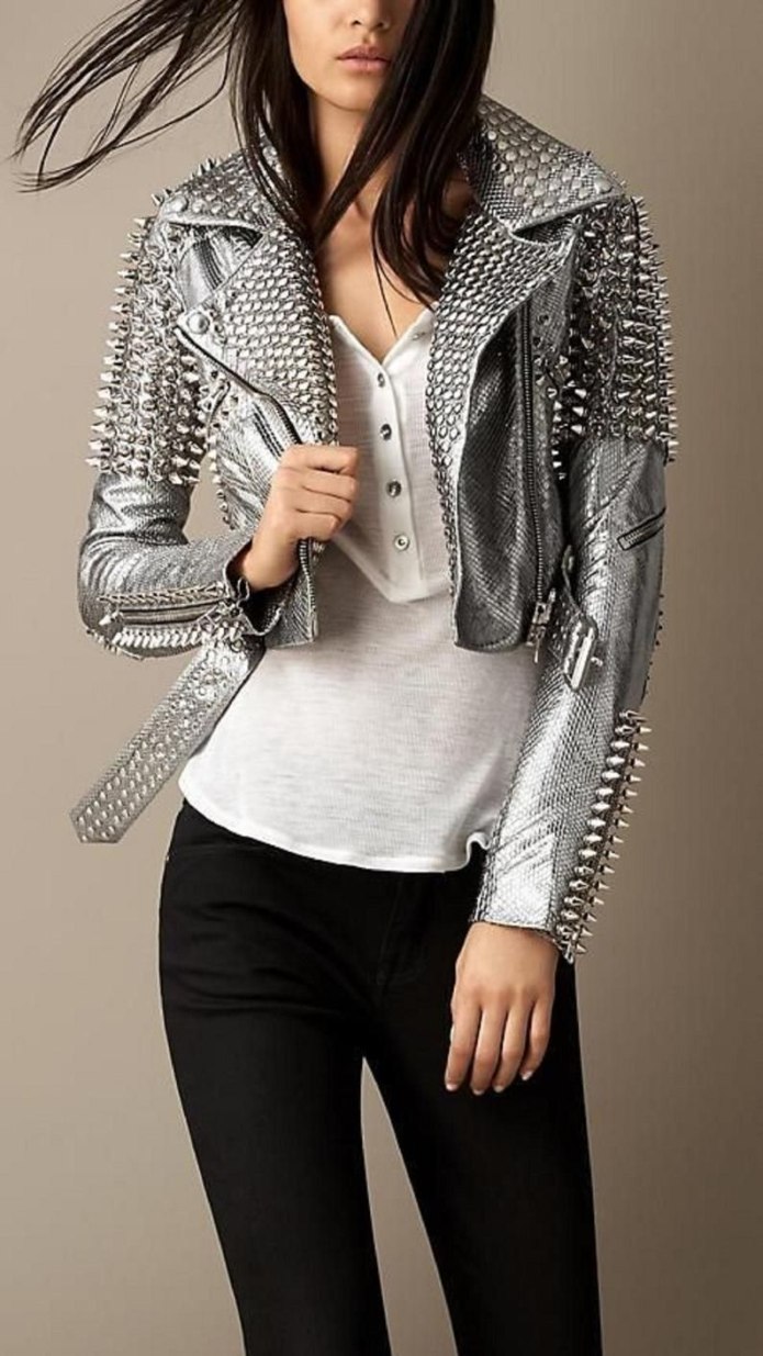 Leather Biker Jacket Metallic