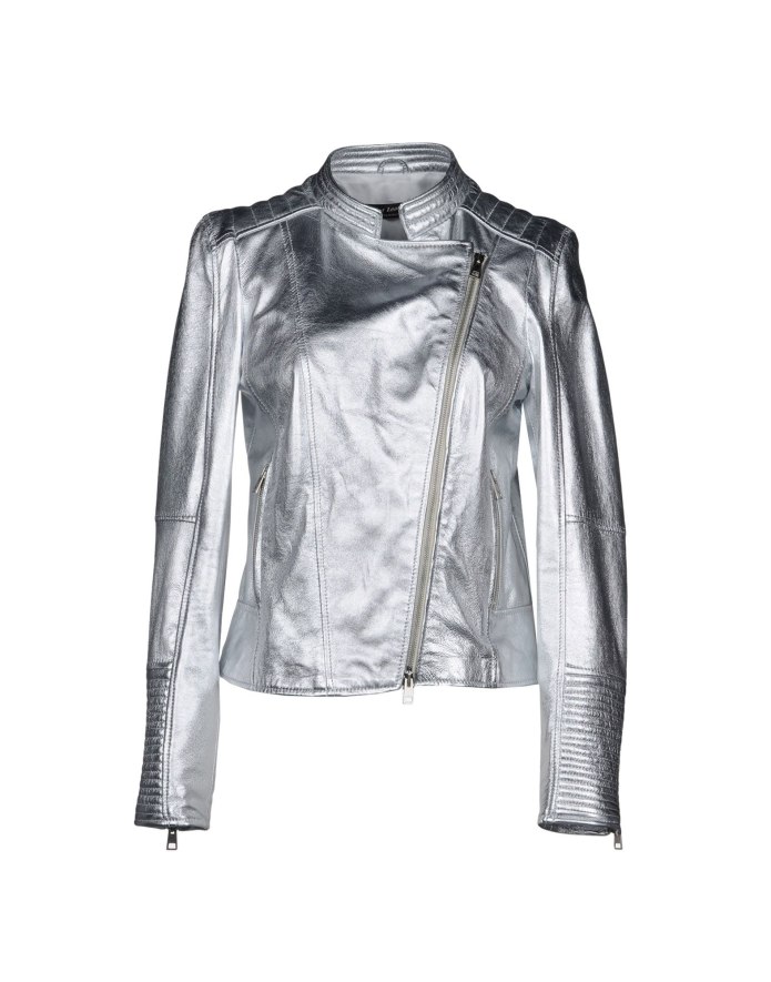 Faux Shearling-Trim Metallic Moto Jacket мужская