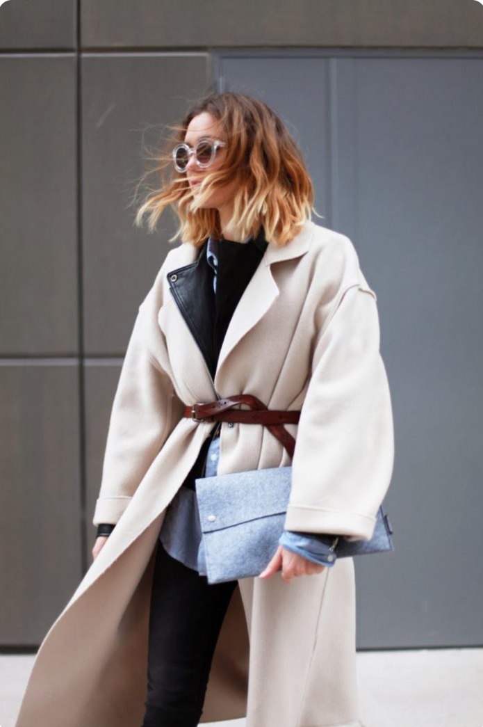 Пальто Oversize с ремнем Street Style