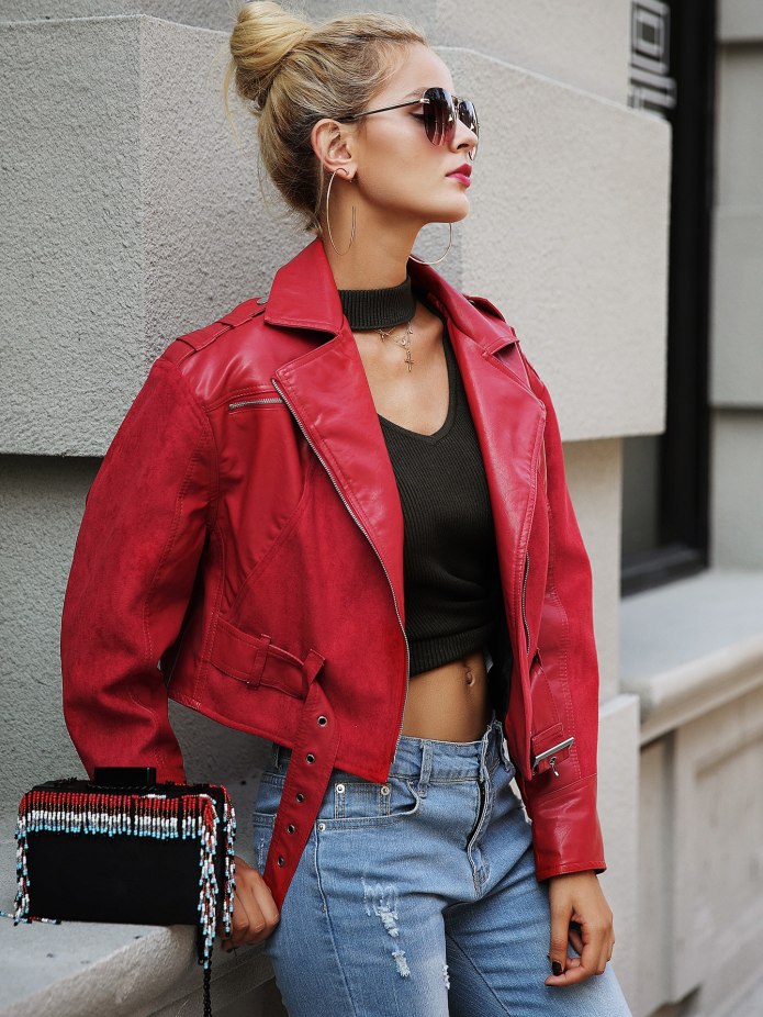 Косуха Bershka Faux Leather Biker Jacket feminin