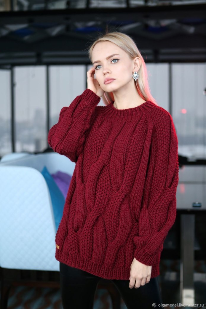 Пуловер винный Oversize