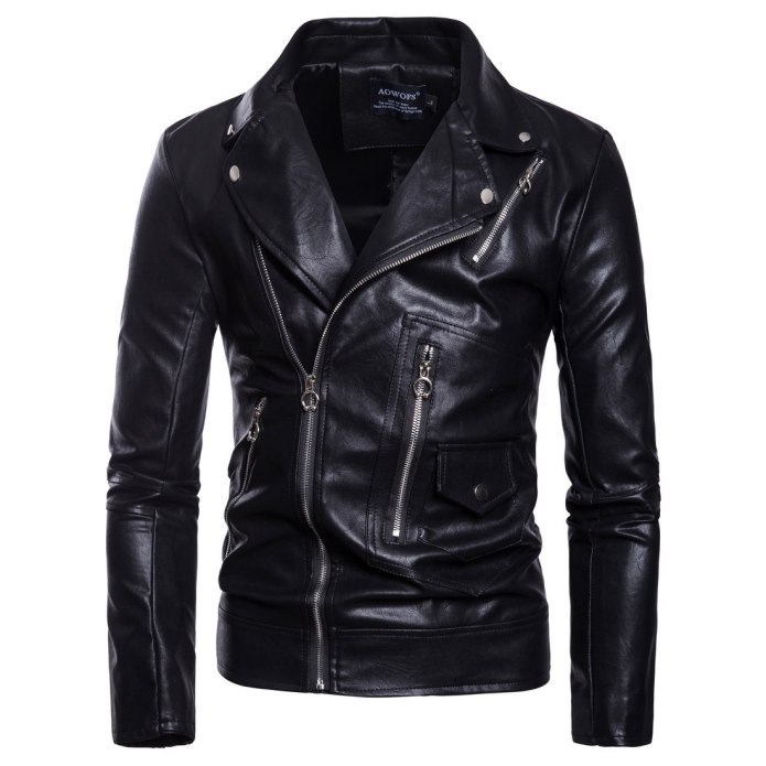 New men Genuine Lambskin Leather Jacket Black Slim Fit Biker Motorcycle Jacket