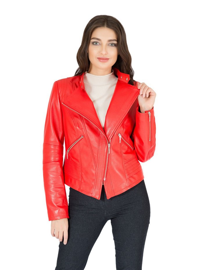 Leather Black women Biker