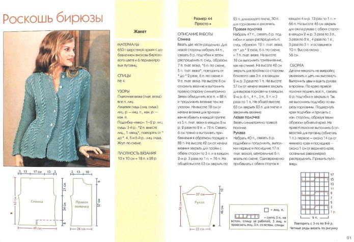 Схема пуловера спицами реглан сверху