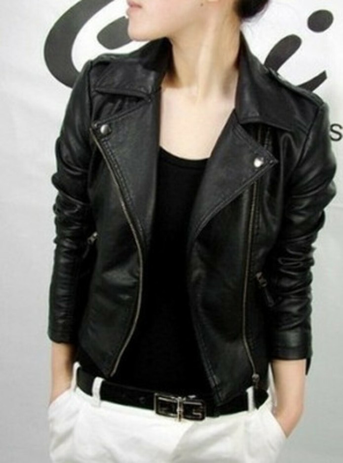 Balmain Collarless Leather Moto Jacket