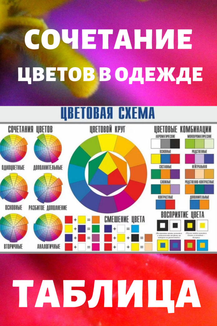 Сочетание цветов в одежде таблица