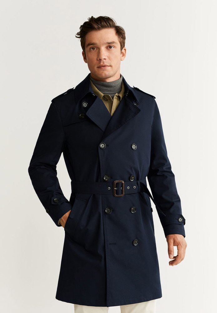 Мужской чёрный плащ Trench Coat