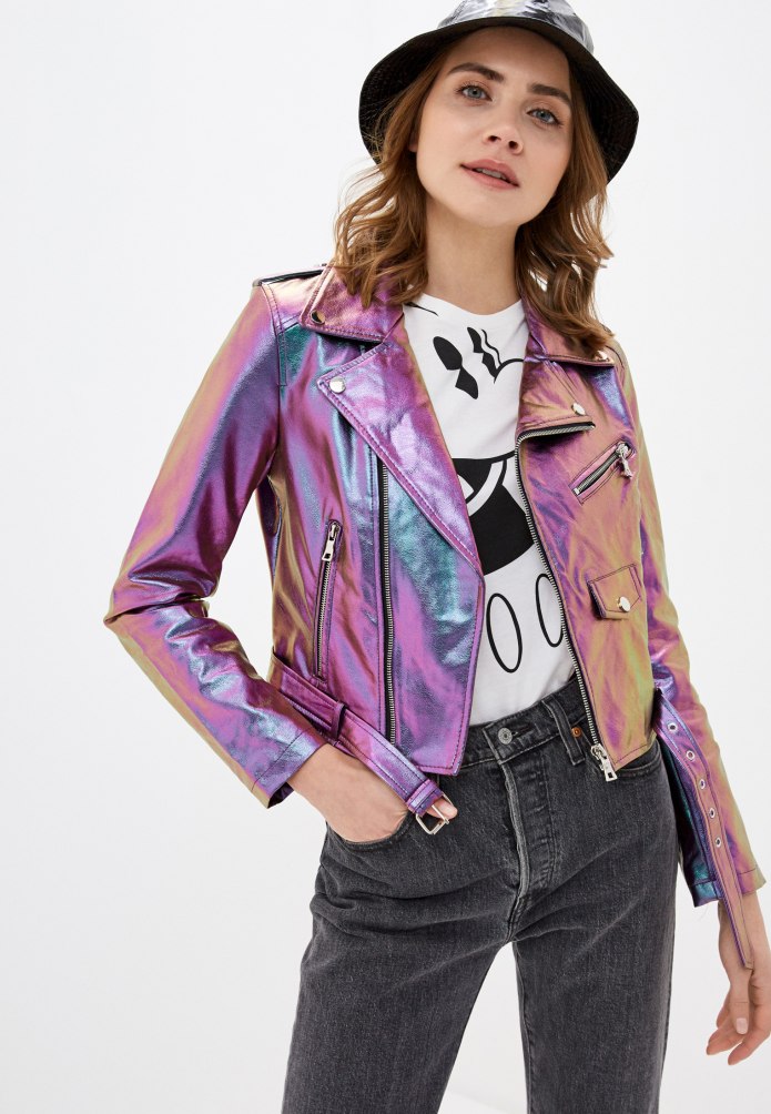 Куртка кожаная Stradivarius синяя