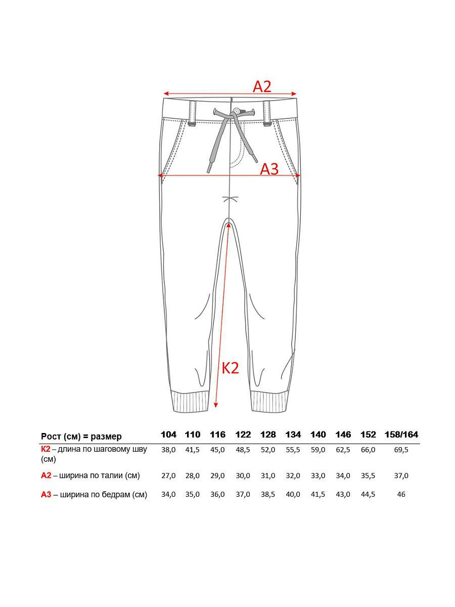 Размер детских штанов по шаговому шву