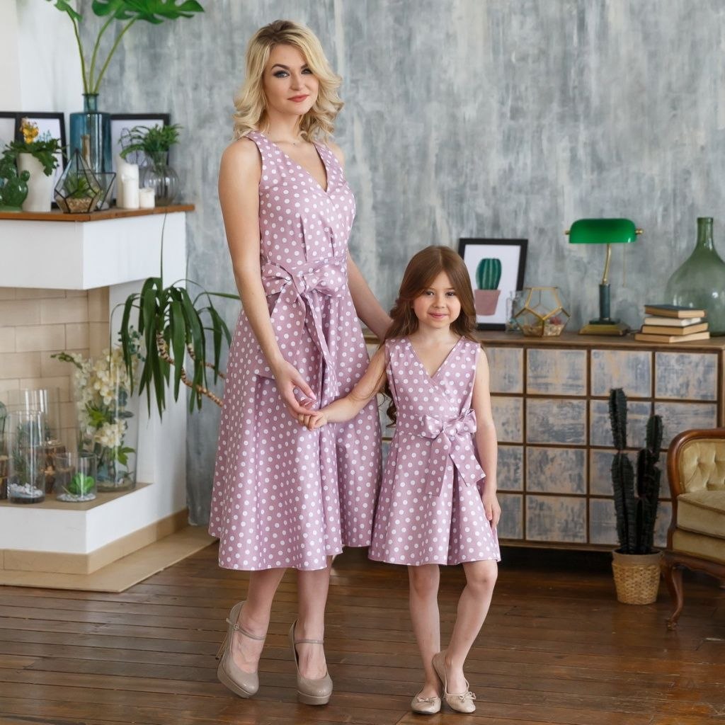 Платье мама и дочка в горошек