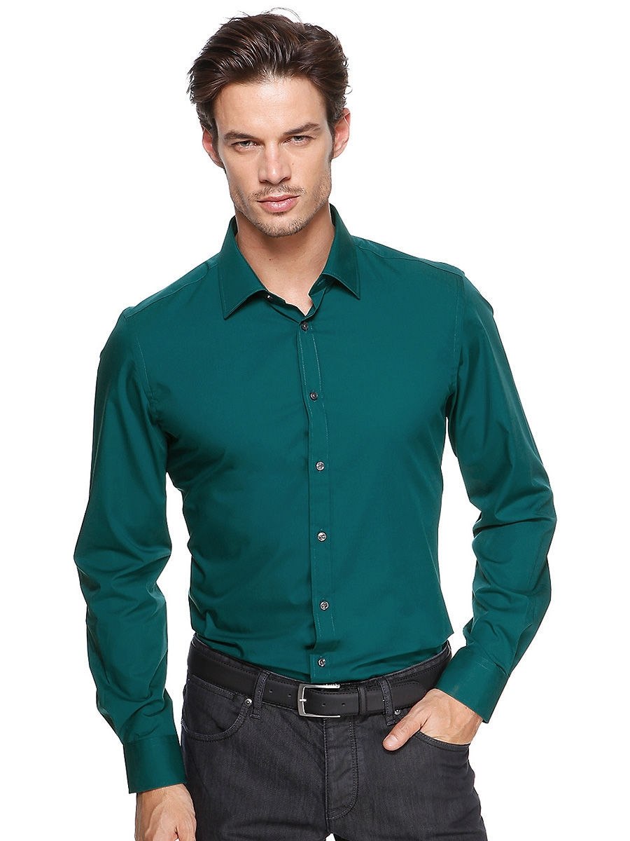 Зеленая рубашка мужская