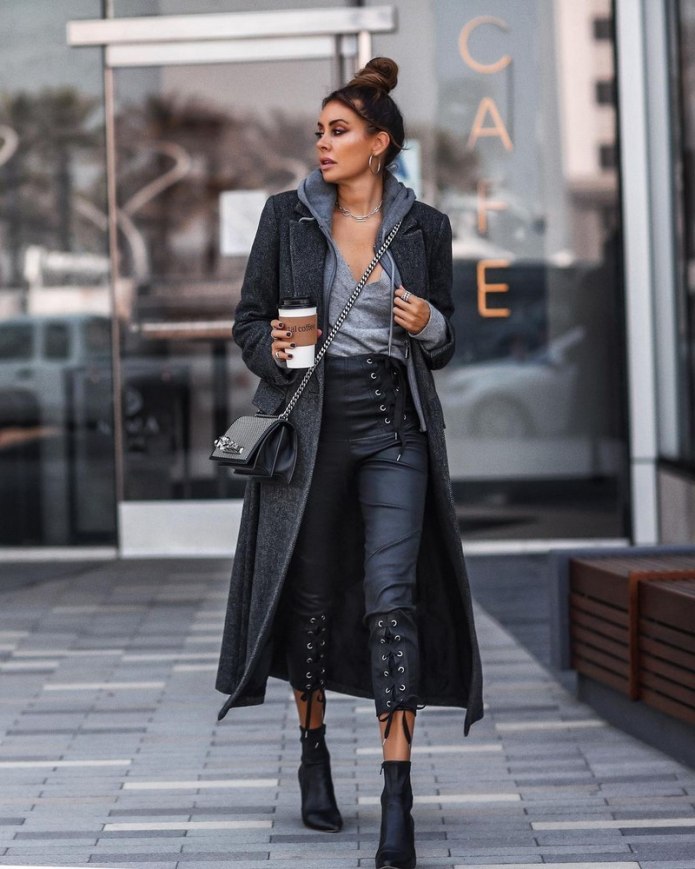 Кожаные штаны укороченные streetstyle