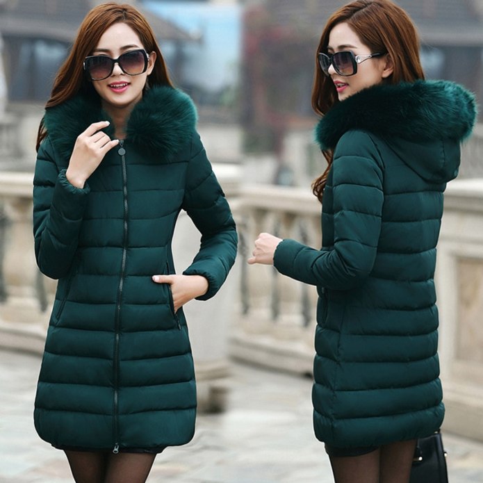 Куртка зимняя oupaizhijia women s Fashion черная с капюшоном