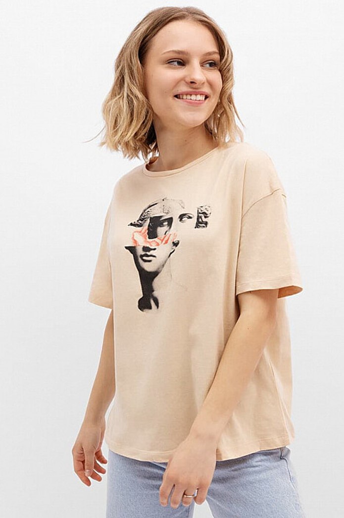 Mango футболка женская бежевый