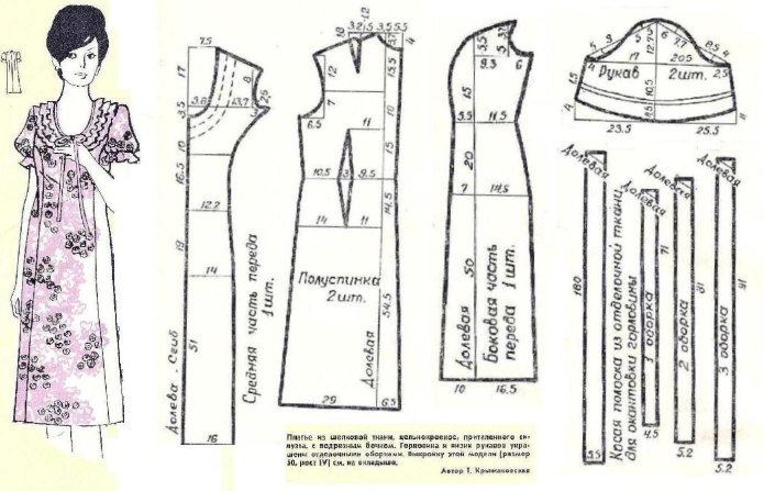 Выкройка ночной сорочки 54 размера из шелка