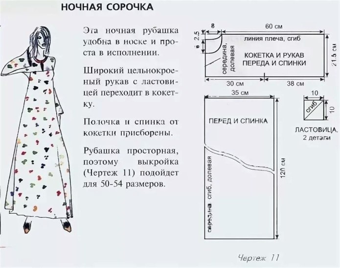 Крой ночной рубашки