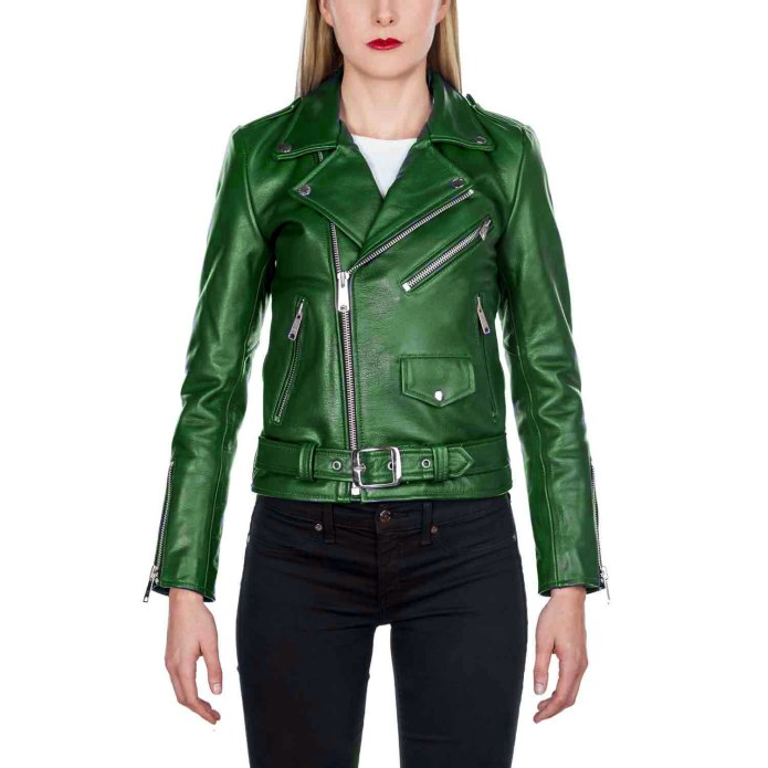 Balmain косуха кожа зеленая
