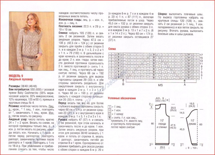 Вязаный джемпер спицами для женщин с описанием и схемой
