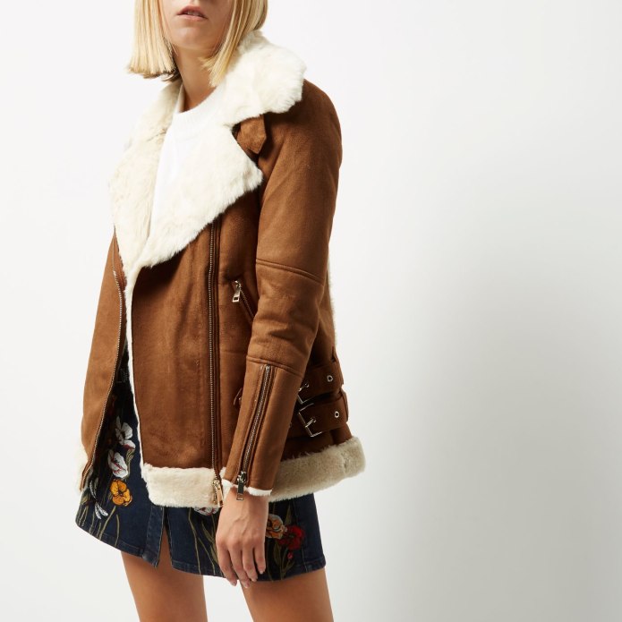 Кожаная куртка River Island с меховым воротником