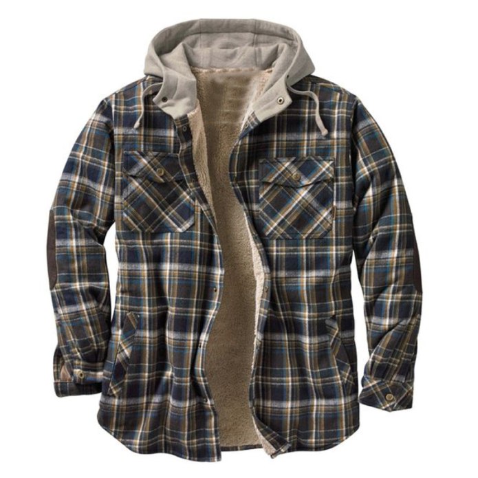 Hooded Sherpa-lined Flannel Shirt Jacket