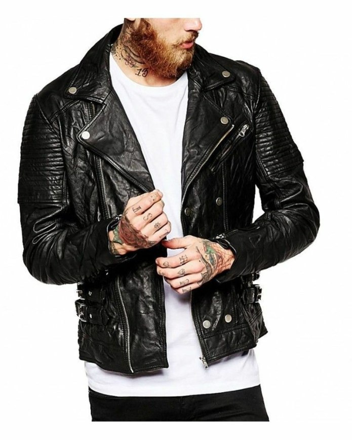 Косуха Noora Mens Genuine Lambskin Leather Jacket Black Slim Fit Biker Motorcycle s1