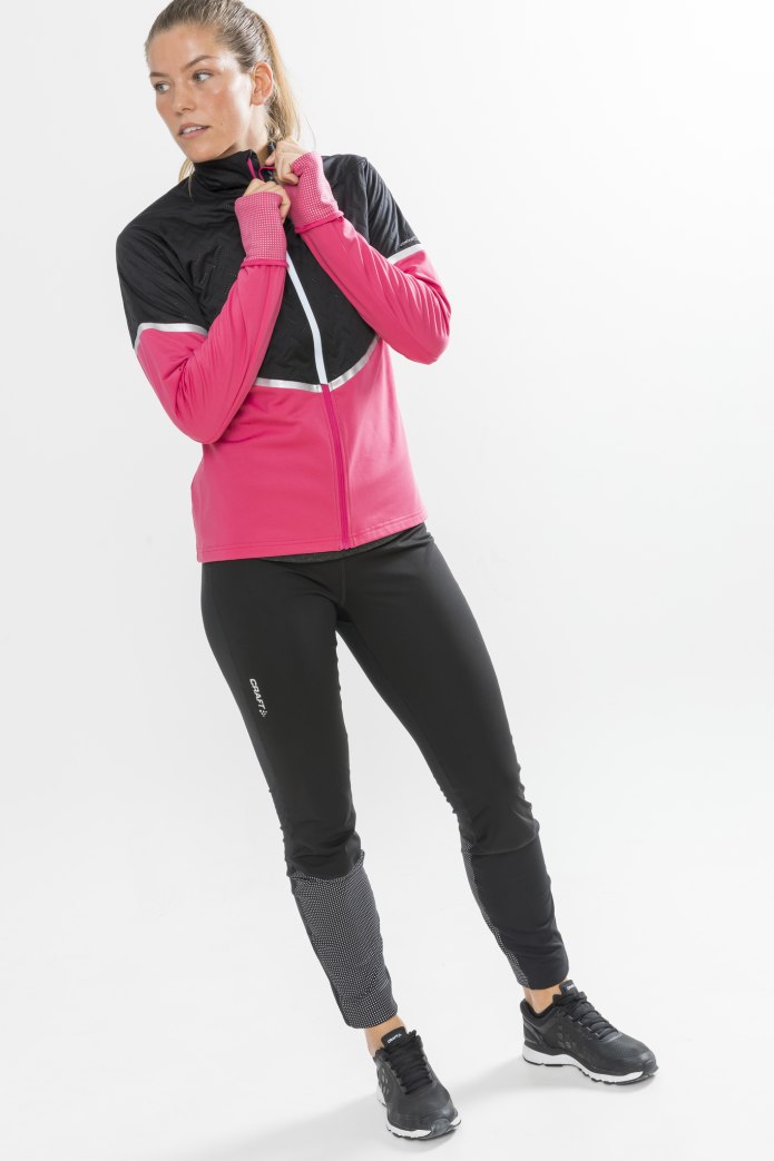 Женская утепленная куртка для бега зимой Craft Urban Thermal Wind черный-розовый