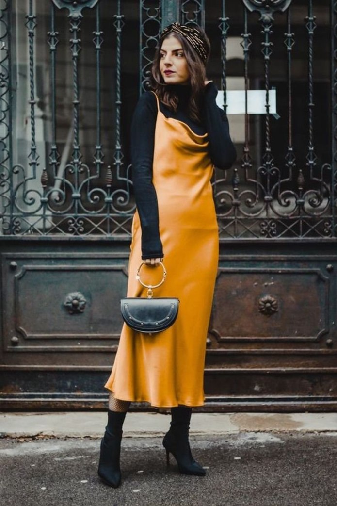 Slip платье Dress with Turtleneck