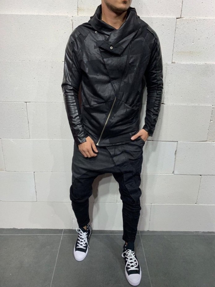 New men Genuine Lambskin Leather Jacket Black Slim Fit Biker Motorcycle Jacket