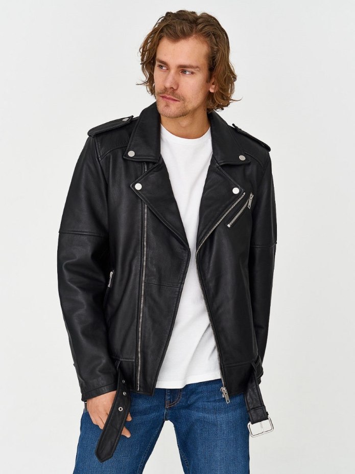 Косуха Mens cool Quilted Biker Black real Moto Leather Jacket