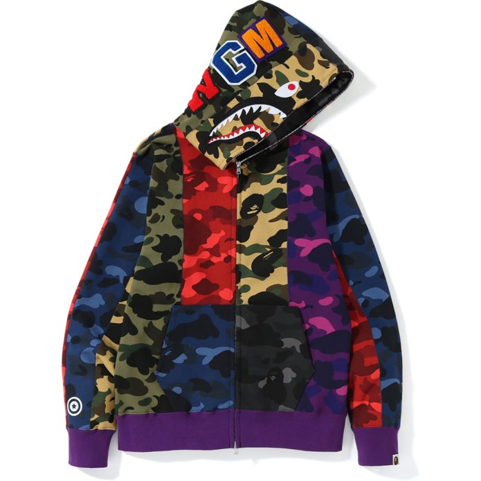 Bape Crazy Shark zip Hoodie Color Camo