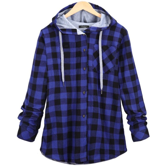 Plaid Shirt рубашка с капюшоном женская