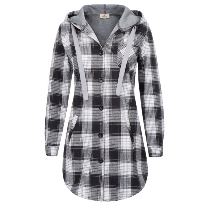Plaid Shirt рубашка с капюшоном женская