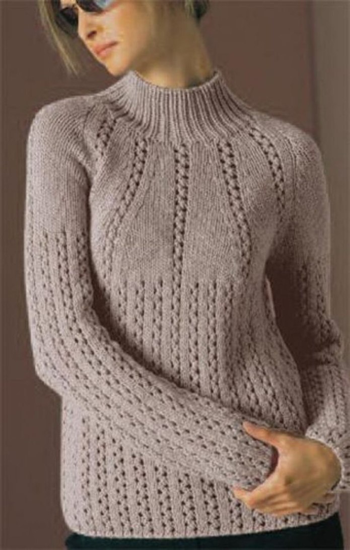 Пуловер женский дизайнер Sachiko Burgin Shifted Eyelet Yoke Sweater
