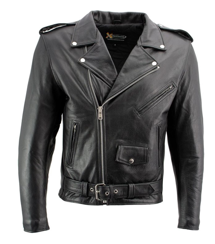 Xelement b7100 Classic Mens Black Top Grade Leather Motorcycle Biker Jacket