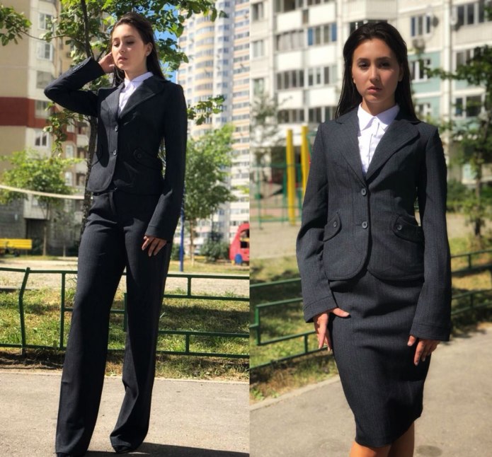 Черный брючный костюм женский