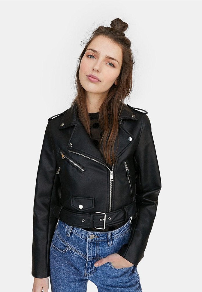 Кожаная куртка Zara приталенная женская