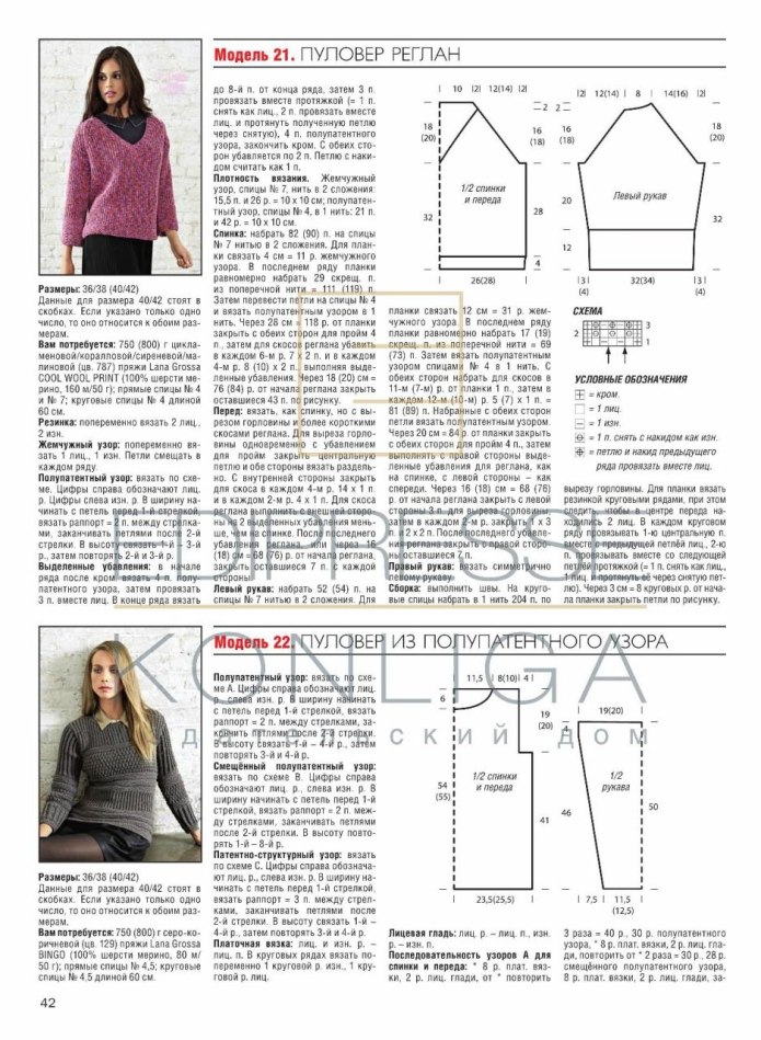 Схема вязания свитера спицами для женщин реглан
