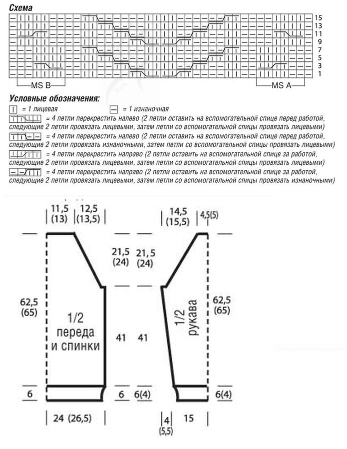 Джемпер Нефертити реглан спицы схема