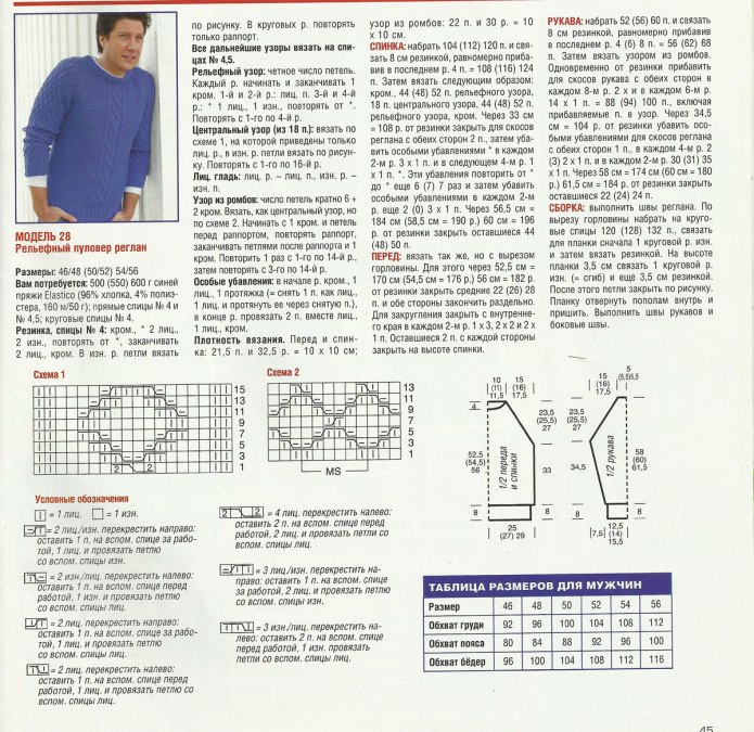 Вязаные мужские пуловеры спицами со схемами модные