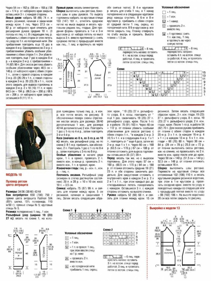 Свитера регланом сверху спицами со схемами и описанием
