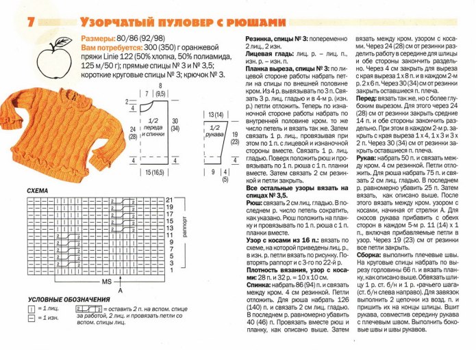 Джемпер для девочки спицами описанием и схемами