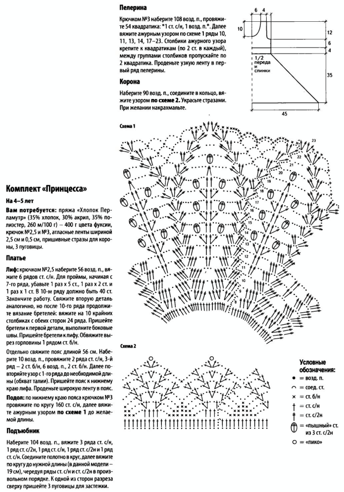 Схема для платья крючком для девочки